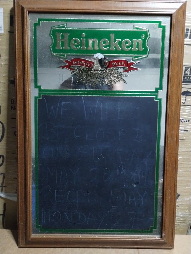 Heineken Menu Board Mirror Top.