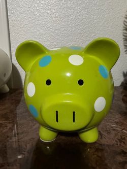 Green Polka Dot Ceramic Piggy Bank