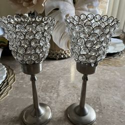 2 Crystal Candle Holders