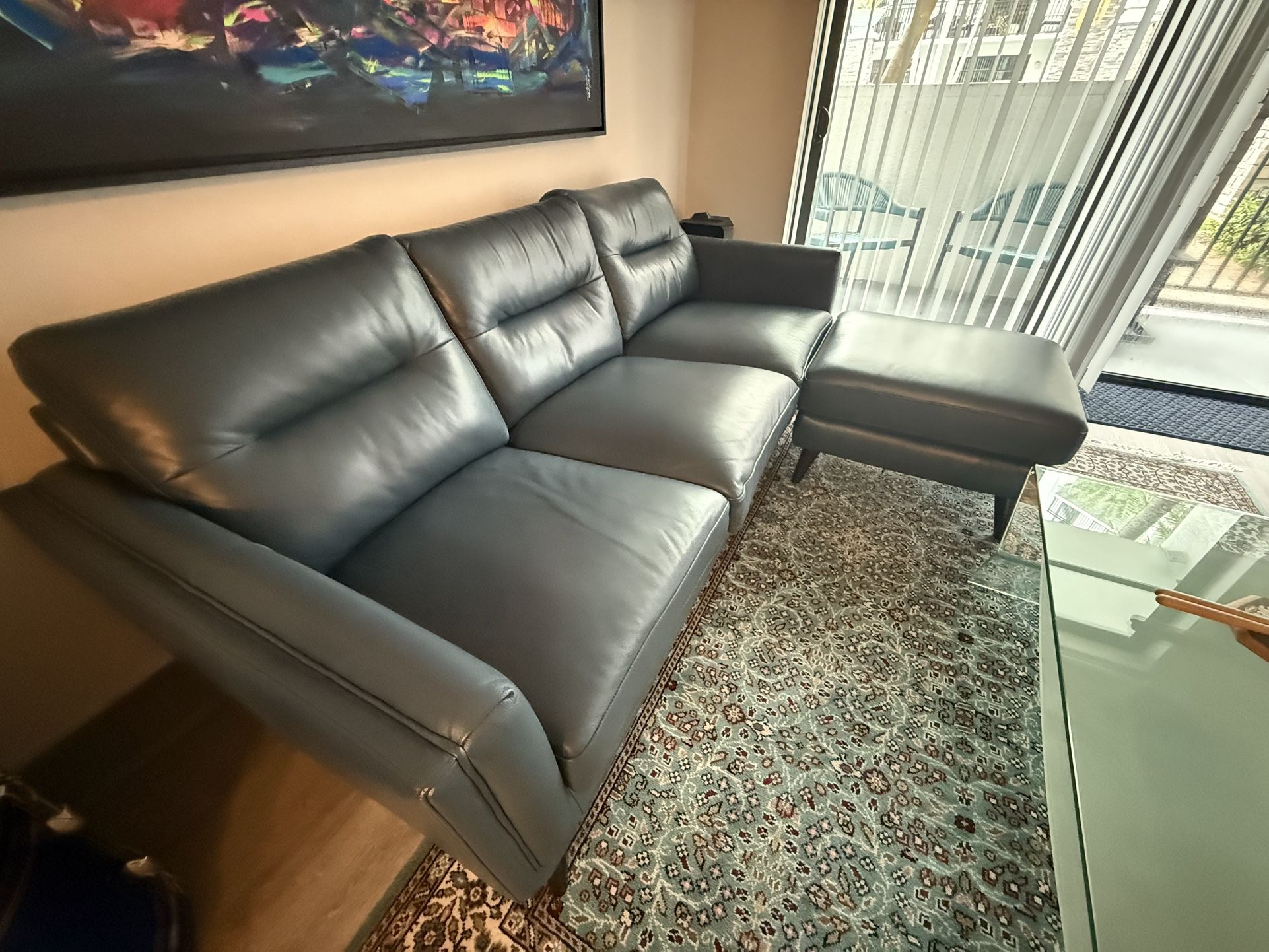 Leather Sofa With Ottoman