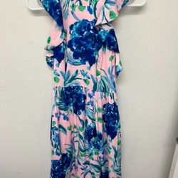 Lilly Pulitzer Rory Cocktail Dress Size 00 Blue Flower Floral Flaw Last Photo