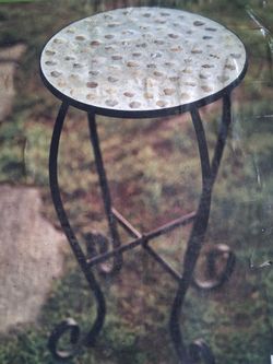 Mosaic accent table with natural shells