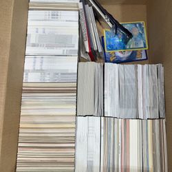 Box of Hundreds of Sports Cards, Baseball Basketball Football and Extras