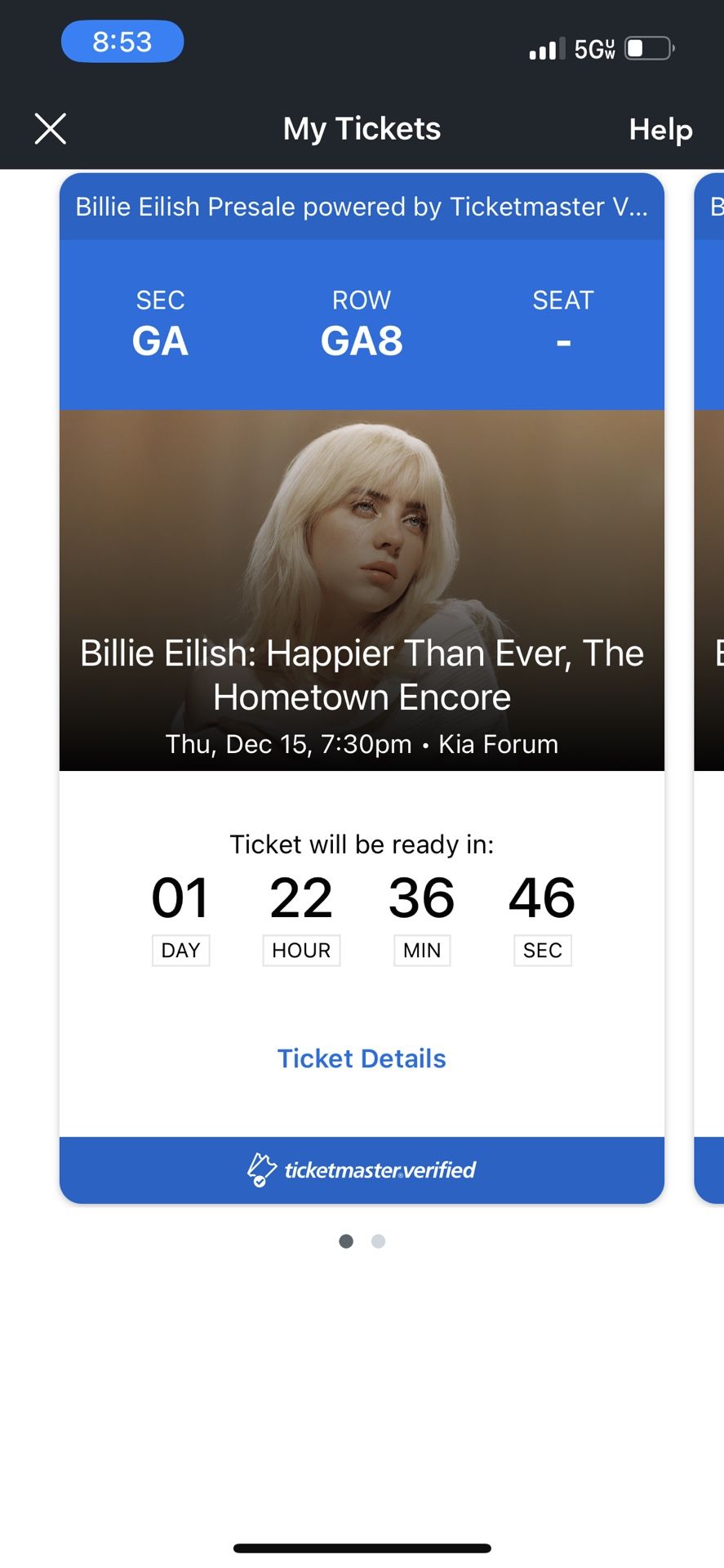 Billie Eilish Tickets GA All 3 Nights