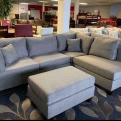 Grey Sectional Sofa With Ottoman On Sale $425 No Tax