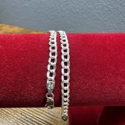 925 Sterling Silver Double Link Bracelet 7.5” 4mm