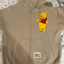 Disney Winnie The Pooh Zip Up Hoodie Sweatshirt 