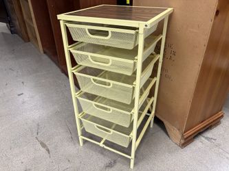 ORIGAMI Yellow 5-Drawer Storage Cart w/ Folding Top
