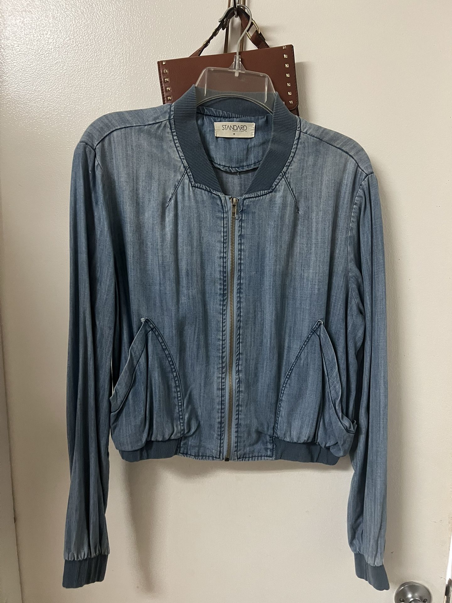 Blue Denim Bomber Jacket