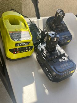 Ryobi large batteries (2) and a charger