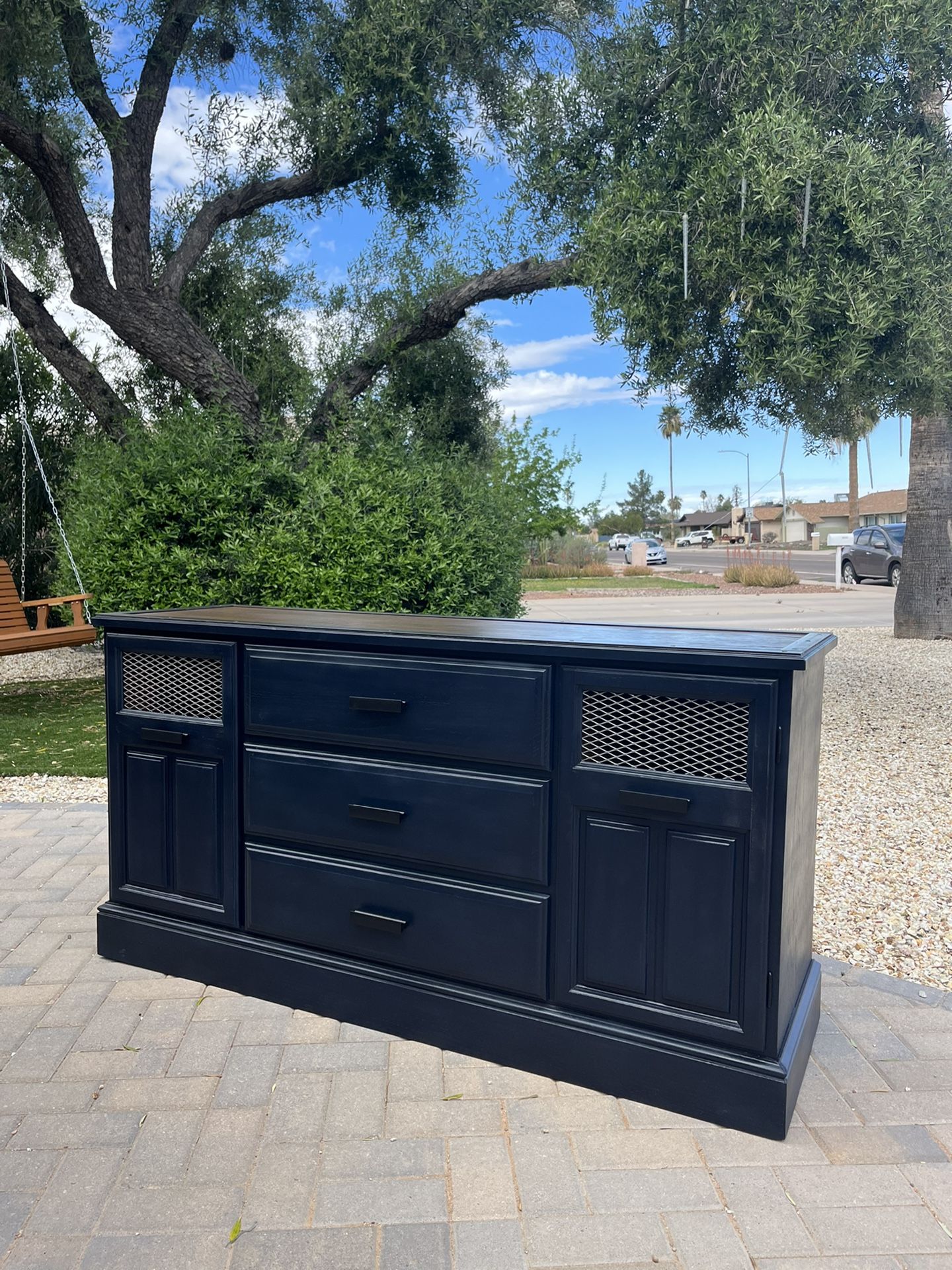Industrial Navy Blue Tv Stand/buffet Dresser