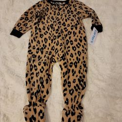 Baby Girl Leopard Fleece Onesie 