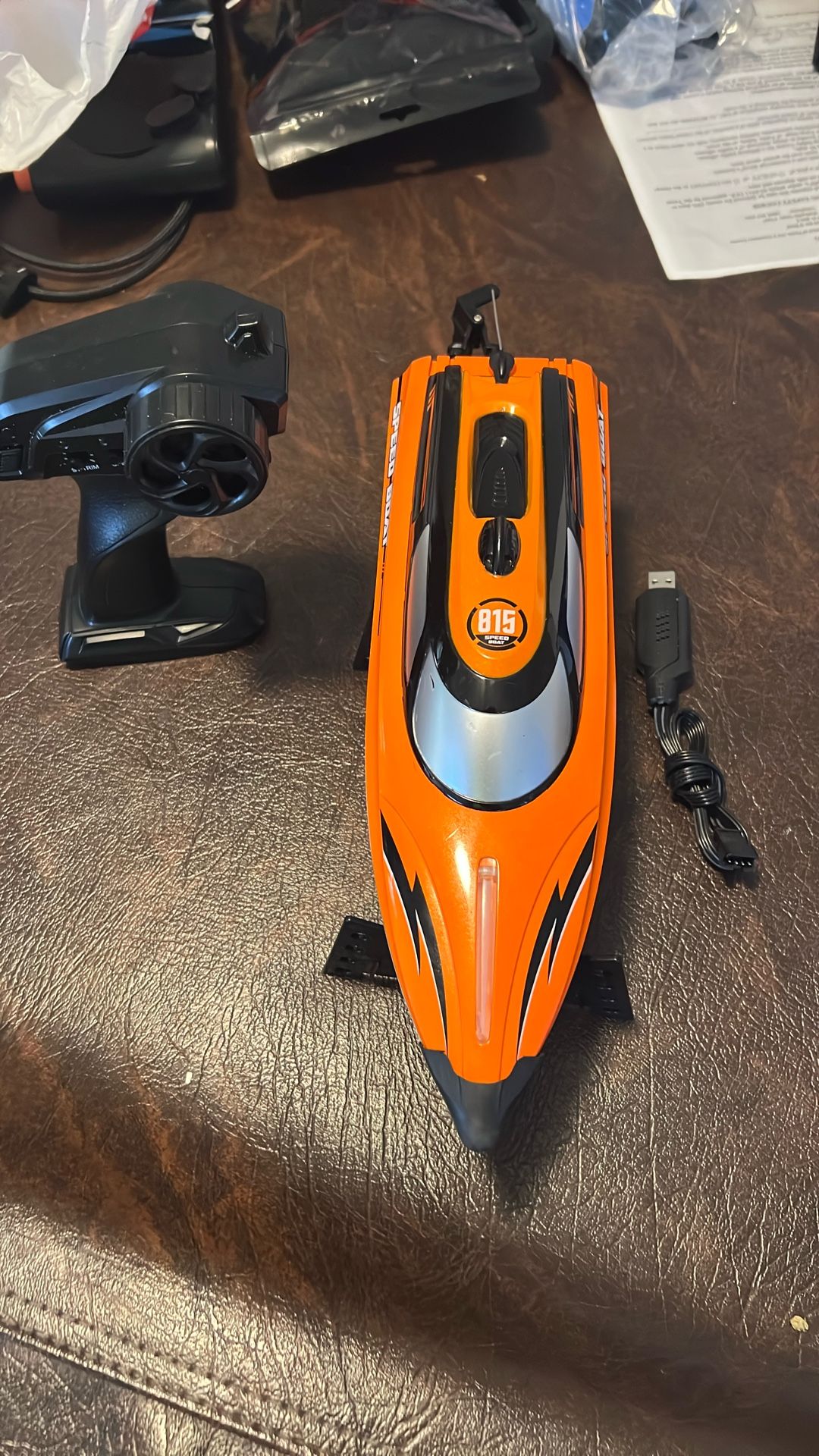 RC controlled speed boat.