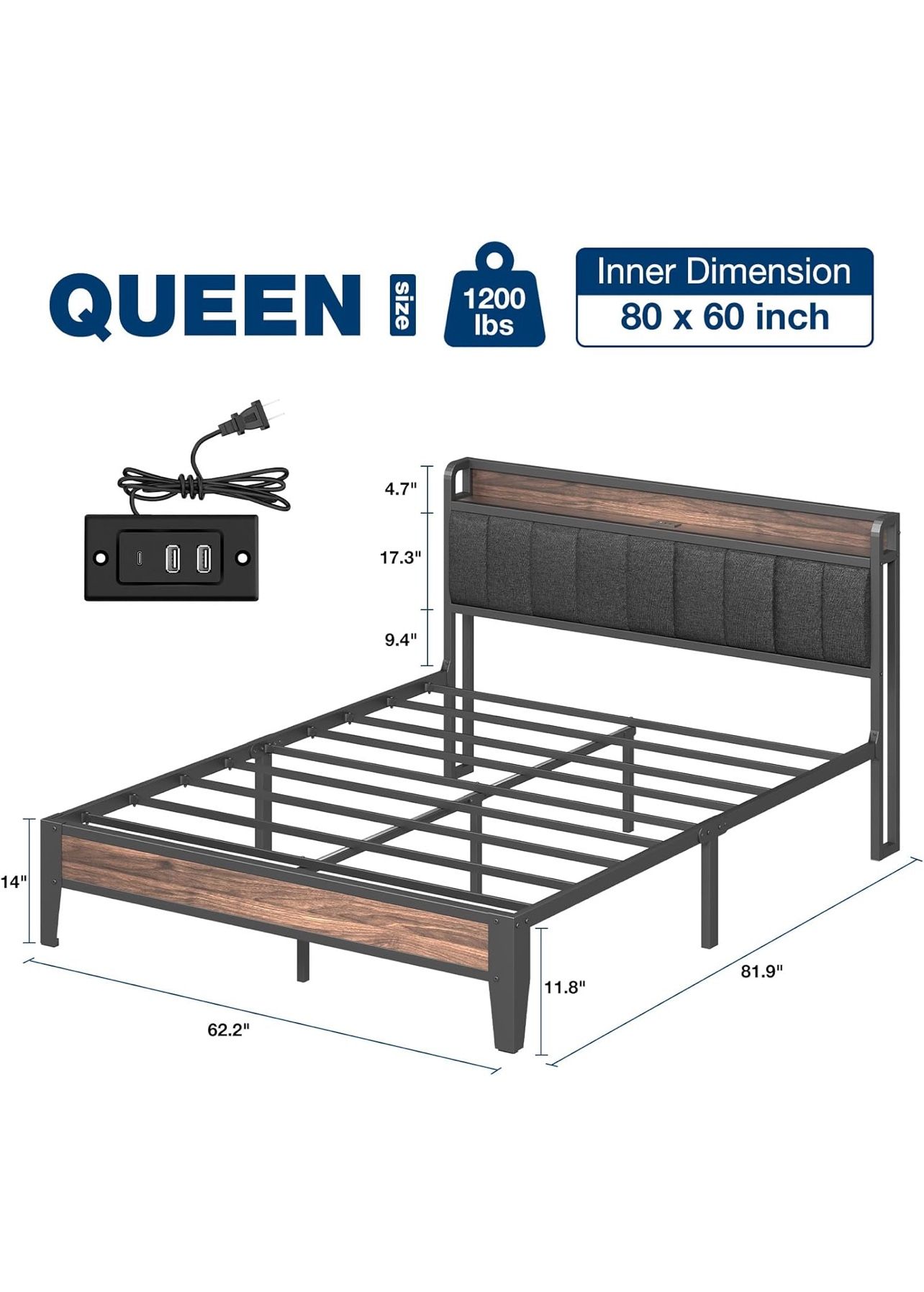 Queen Bed Frame with Headboard