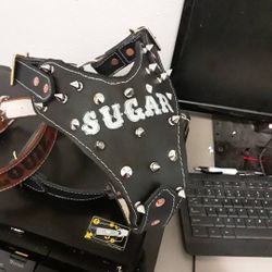 Harness for dog 100% leather S,M,L,XL heavy duty with spikes custom (pecheras para perros todas las medidas puro cuero)vaqueta