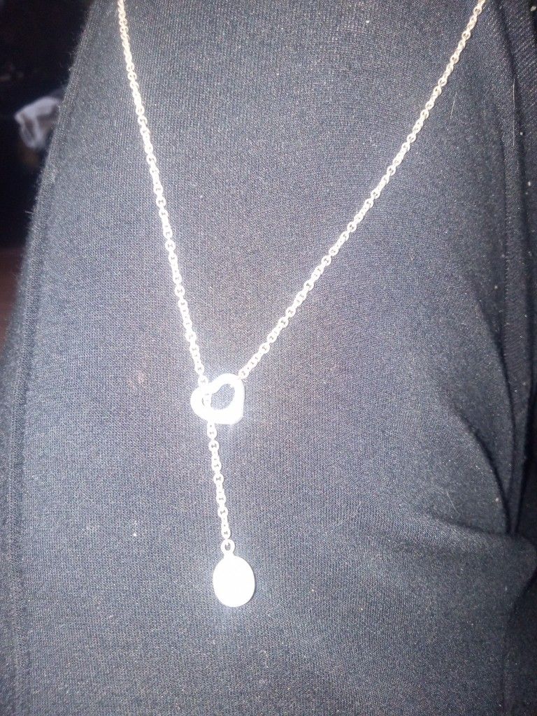 Tiffany & Co Elsa Peretti (Open-heart) Lariat Necklace In Ag925 W/Pearl