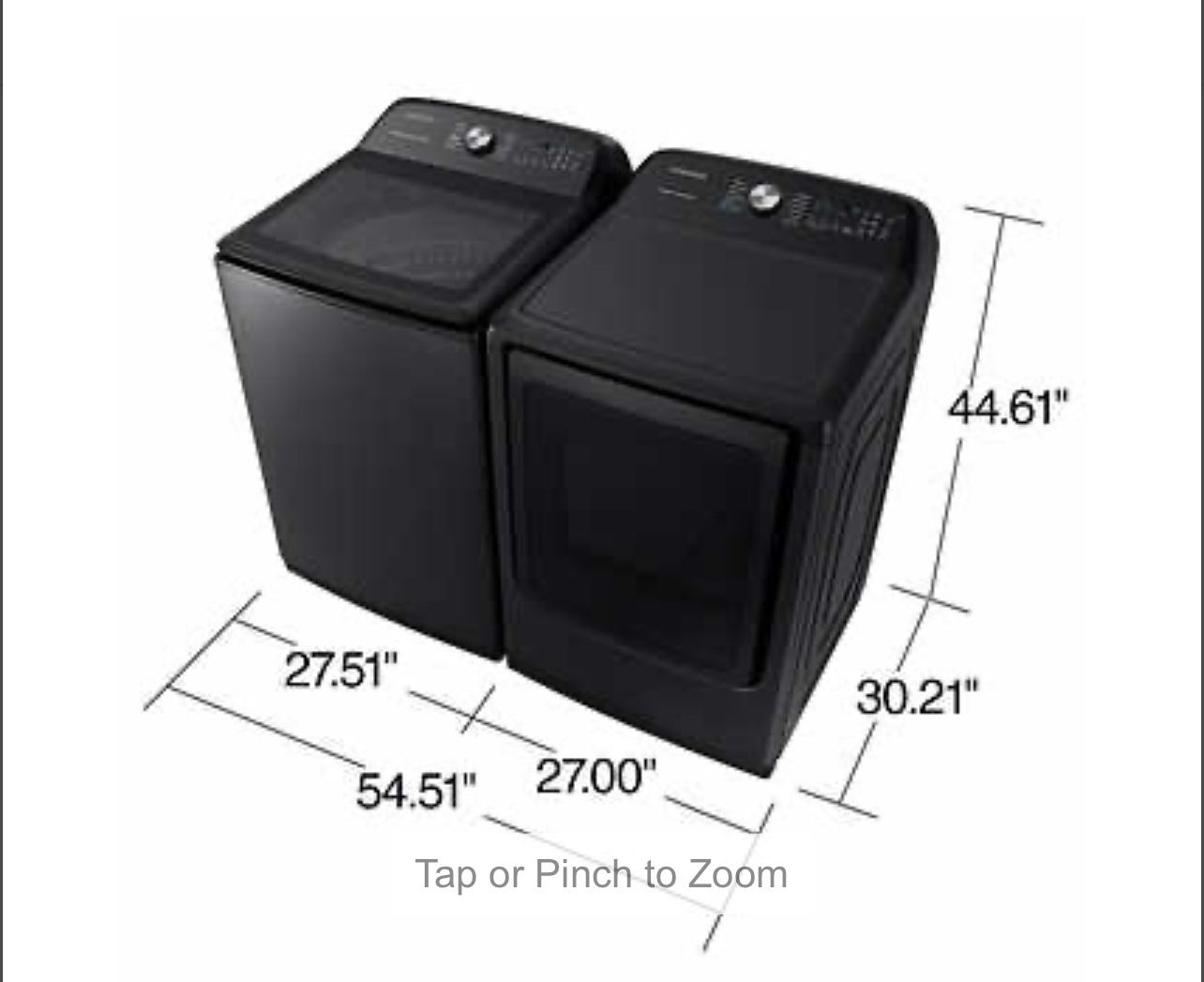 Samsung 5.0CuFt Top Load Washer with Super Speed and 7.4CuFt ELECTRIC Dryer with Steam Sanitize+