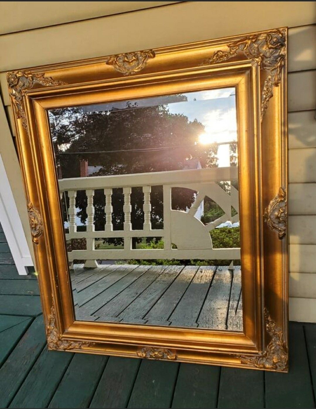 Gorgeous Gold Color Mirror - Antique?? Approximately 37 1/2" x 31 1/4"