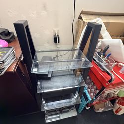 Glass stereo / display rack ON WHEELS