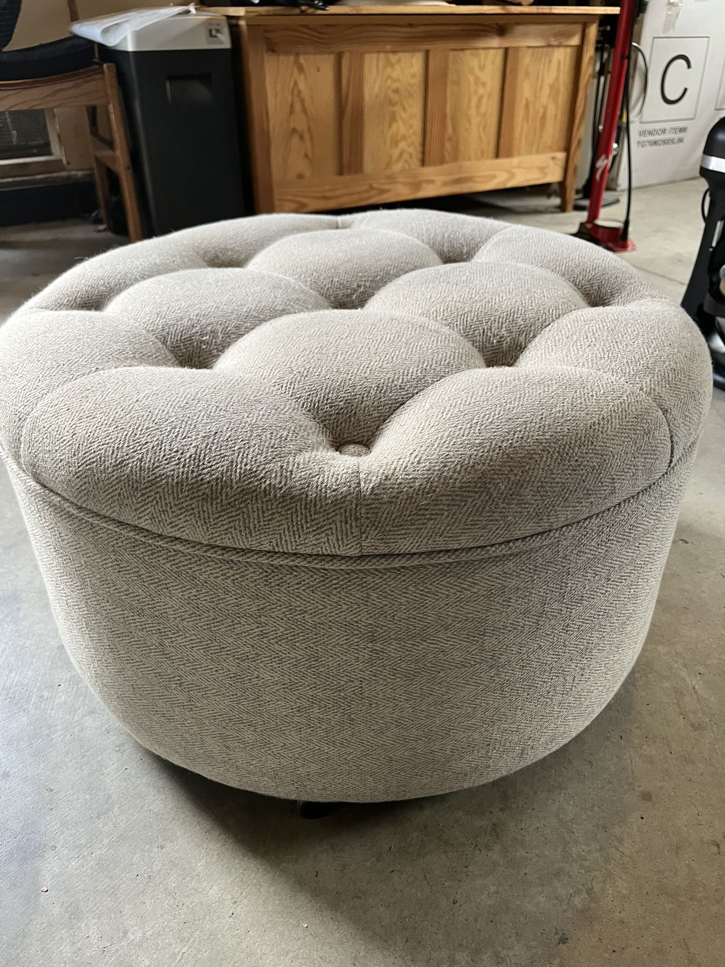 Round Storage Ottoman