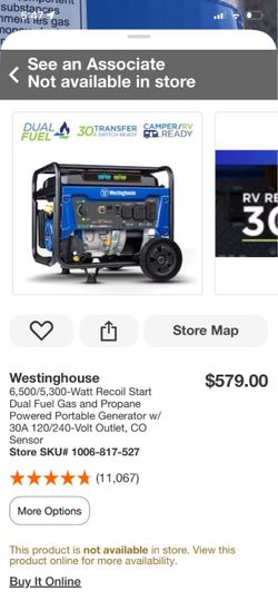 Westinghouse 6500W Dual Fuel Portable Generator