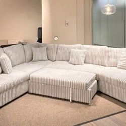Extra large Jumbo corduroy sectional sofa be sleeper pull out sofa with cuddler
