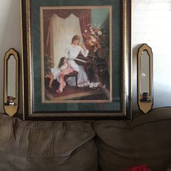 Home Interior Picture Frame With 2 Candle Holders