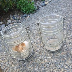 Glass  Hurricanes (2) Wedding Decor Candleholders YARD art
 