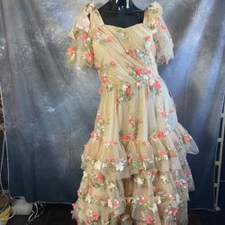 Ivy City Co Garden Party Midi Dress NWT Size 4 Floral Puff Sleeve Cottagecore