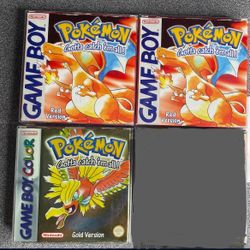 Pokemon Red & Gold Nintendo Gameboy Games