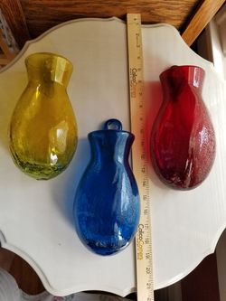 Hand Blown Glass Vases -Each Unique in Size and Craftmanship ALL three for $25 FIRM.