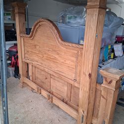 Solid wood king size head and footboard project piece (AS IS)