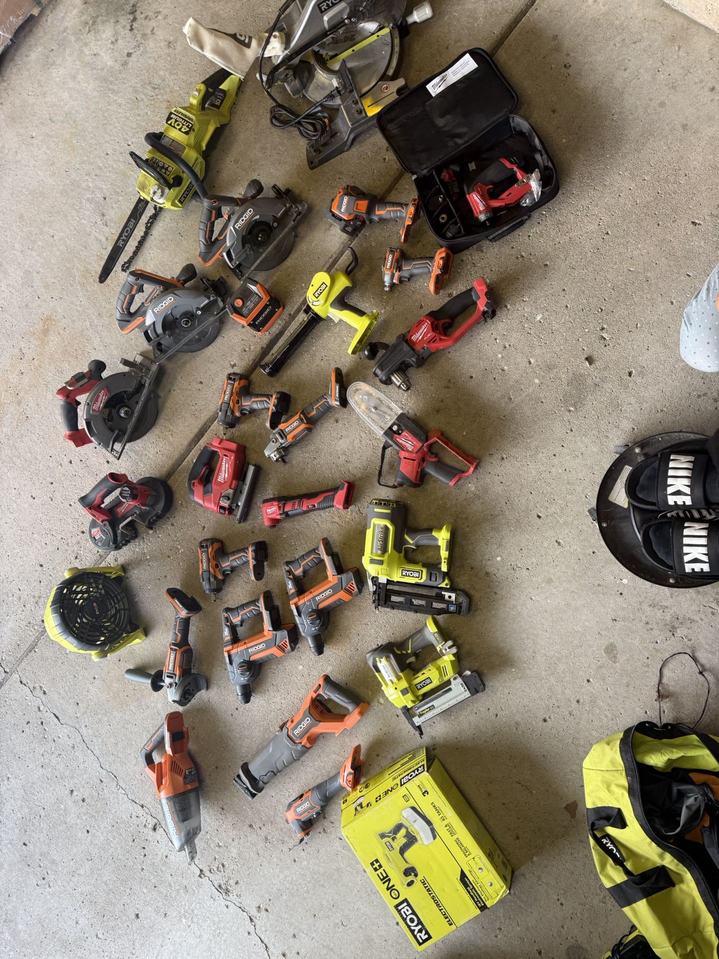 Power Tools- Milwaukee, Ridgid, Ryobi.