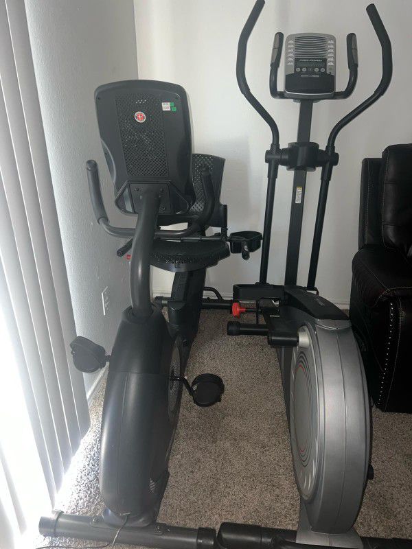 Gym Running Equipment/Machines (The elliptical machine and The Schwinn Exercise Bike)