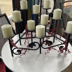 New Metal Candle Holder W/ New Candles