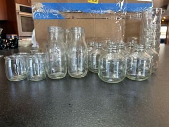 Set of glassware bottles