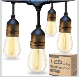 LED Outdoor String Lights 96FT(48*2) Edison Vintage Weatherproof ETL
Commercial Grade Strand with Shatterproof Bulbs, Decorative Hanging Lights for Pa