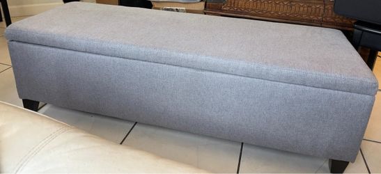 Gray Upholstered Storage Ottoman Bench