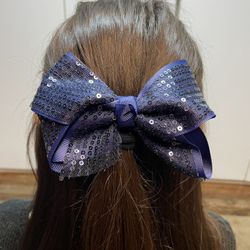 Navy Blue Glitter Bow