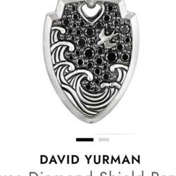 David Yurman Waves Pendant With Black Diamonds And Chain