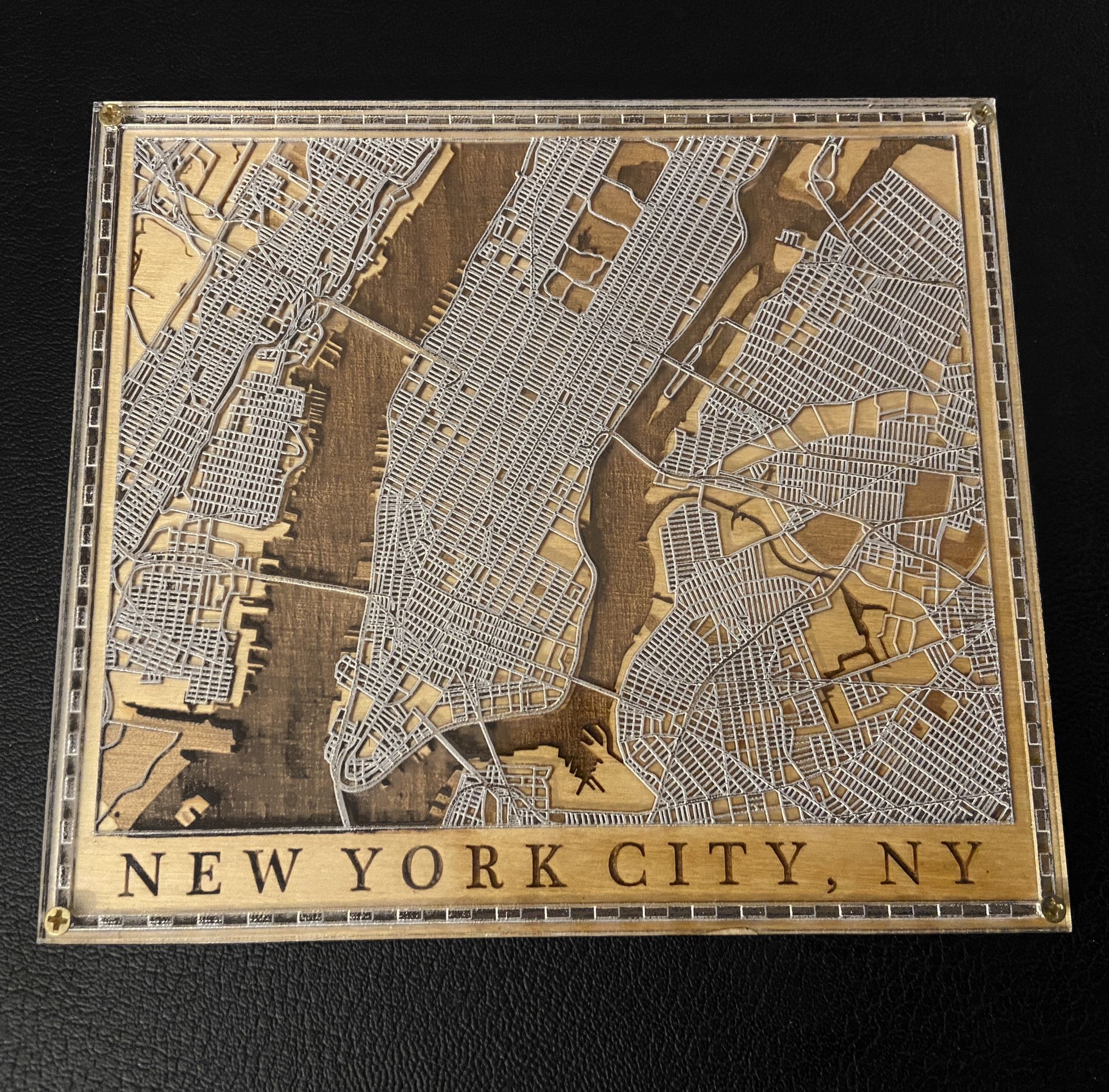 NYC Wood Acrylic Map 