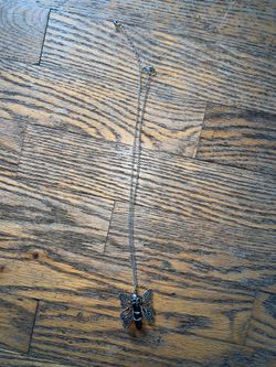 Skull Butterfly Blue Goldstone Crystal Necklace