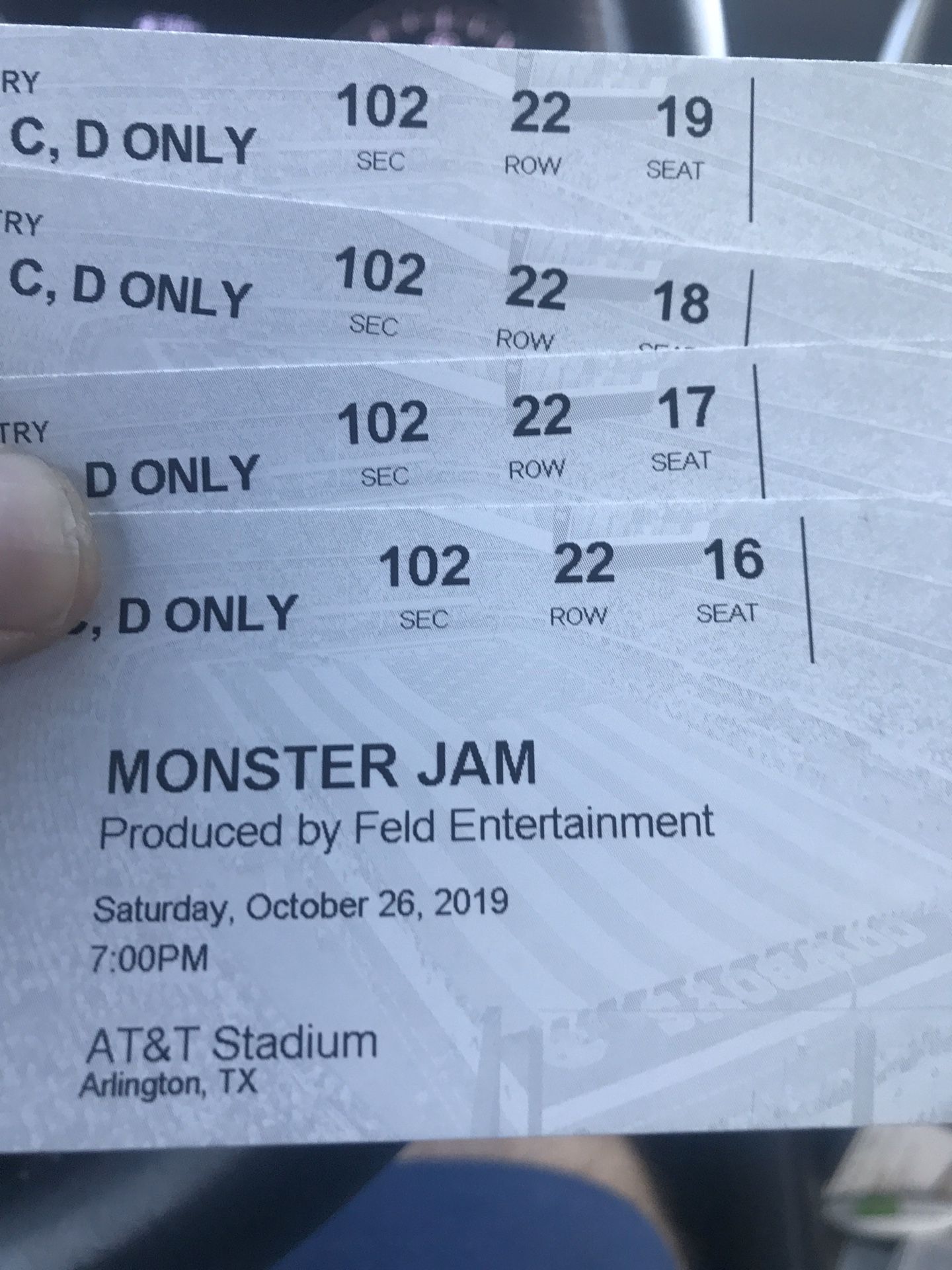 Monster Jam Tickets Saturday October 26th $45 1st $40 2nd