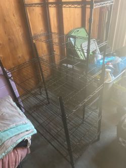 Heavy-Duty Black Metal Wire Storage Shelving Racks – Excellent Condition