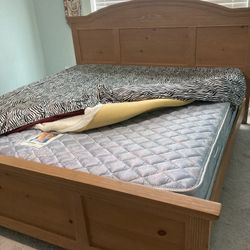 King Size Bed With Mattress Headboard Footboard And Dresser Everything $500