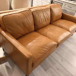 Leather Sofa Couch And Ottoman 