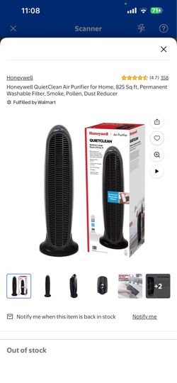 Honeywell QuietClean Air Purifier for Home, 825 Sq ft, Permanent Washable Filter, Smoke, Pollen, Dust Reducer New in Box