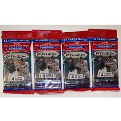 (4) 2019 Panini Prizm Baseball Cello Packs MLB Cards 4 Pack Lot Value Packs Fat Packs