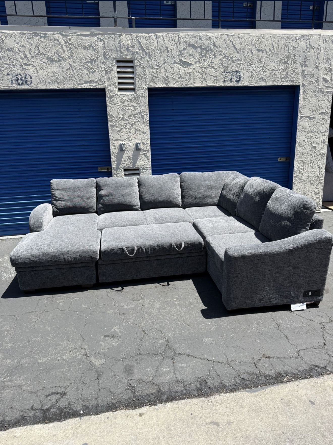 FREE Local Delivery – Coddle Aria 3-Piece Sleeper Sectional w/ Storage Chaise – Gray (New)