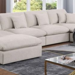 6- PIECE CLOUD  SECTIONAL  SOFA IN CHENILLE 